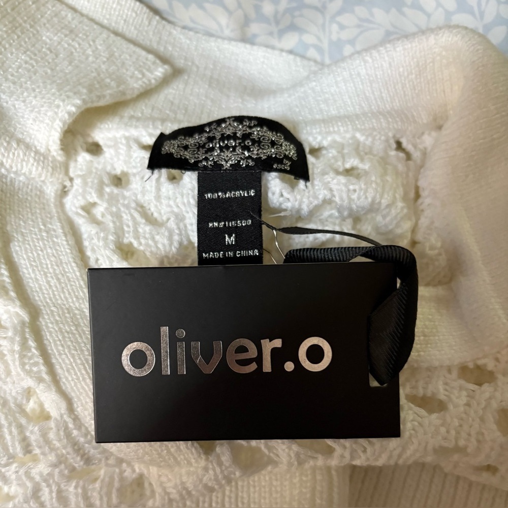 Oliver. O Knit Polo Pointelle Sweater Size Medium NWT - Picture 5 of 7